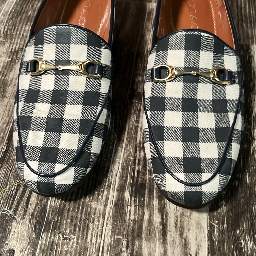 Coach Haley Loafer With Navy Gingham Print - Picture 3 of 11